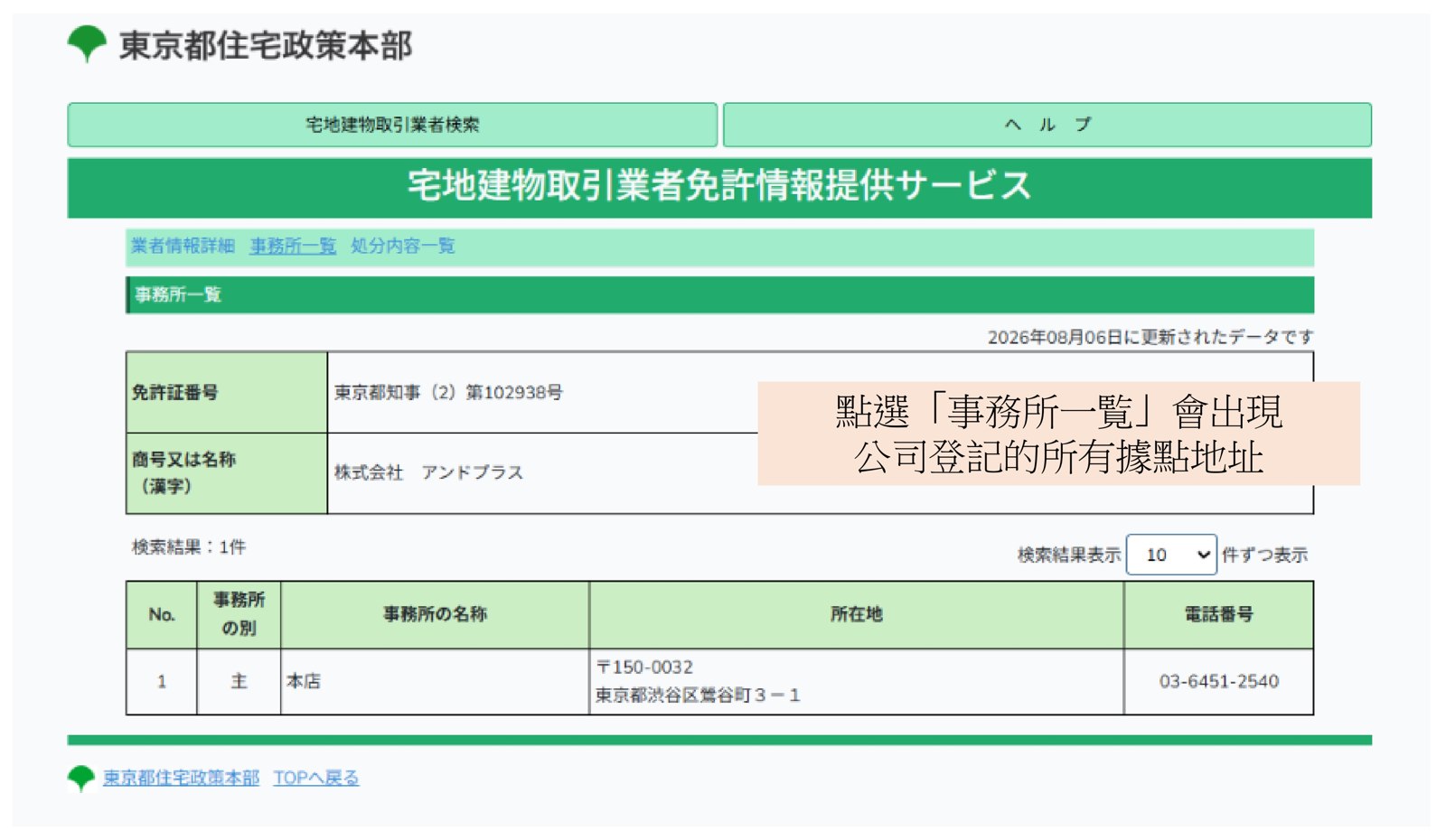 宅建業免許查詢步驟5