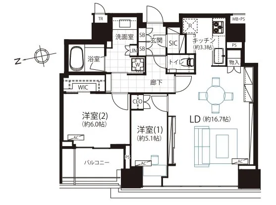 クラッシィタワー新宿御苑 1703　9
