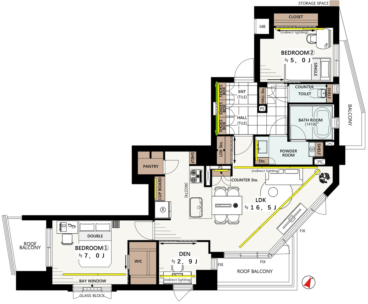 品川區 戶越公園 三面採光角戶　2